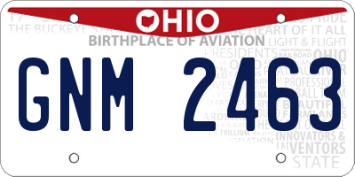 OH license plate GNM2463