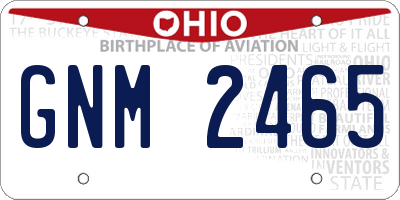 OH license plate GNM2465