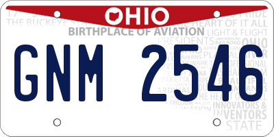 OH license plate GNM2546