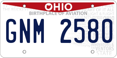 OH license plate GNM2580