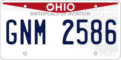 OH license plate GNM2586