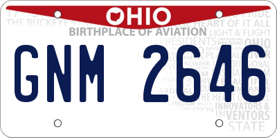 OH license plate GNM2646