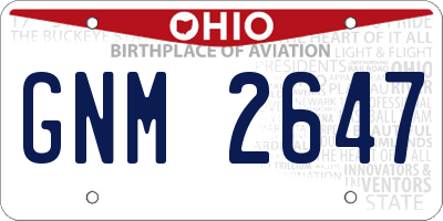 OH license plate GNM2647