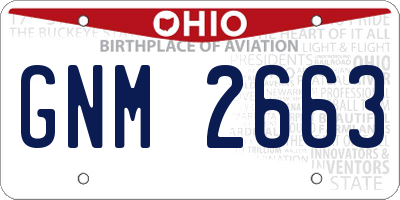 OH license plate GNM2663