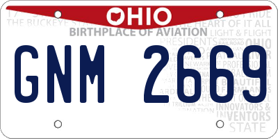 OH license plate GNM2669