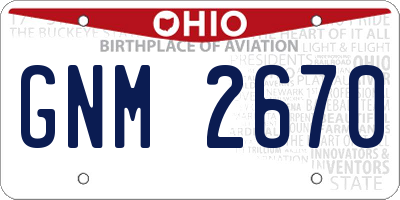 OH license plate GNM2670