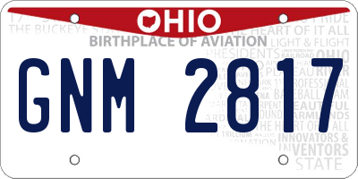OH license plate GNM2817