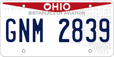 OH license plate GNM2839