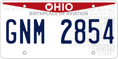 OH license plate GNM2854