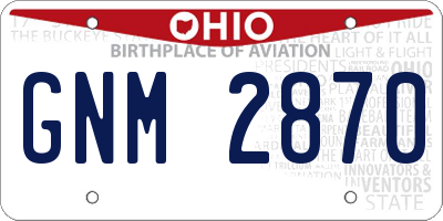 OH license plate GNM2870