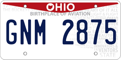 OH license plate GNM2875