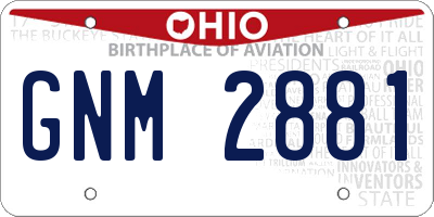 OH license plate GNM2881