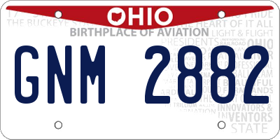 OH license plate GNM2882
