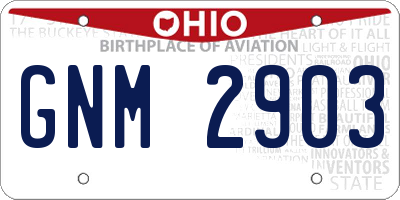 OH license plate GNM2903