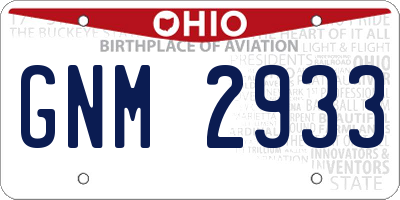 OH license plate GNM2933