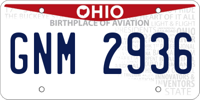 OH license plate GNM2936