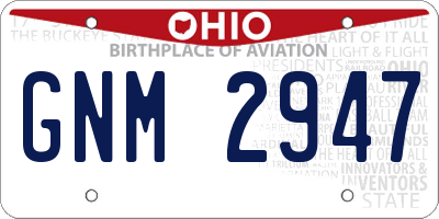 OH license plate GNM2947