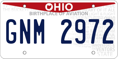 OH license plate GNM2972