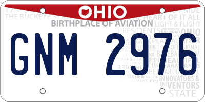 OH license plate GNM2976