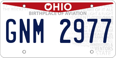 OH license plate GNM2977