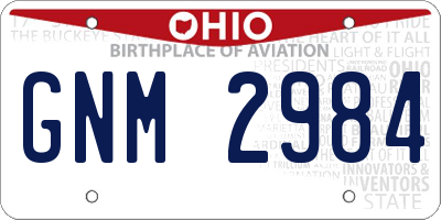 OH license plate GNM2984