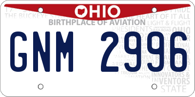 OH license plate GNM2996