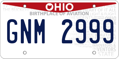 OH license plate GNM2999