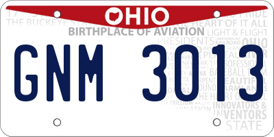OH license plate GNM3013