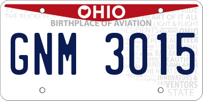 OH license plate GNM3015