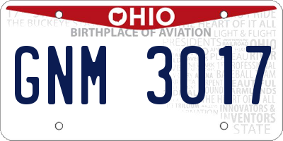 OH license plate GNM3017