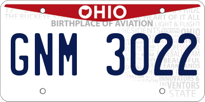 OH license plate GNM3022