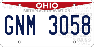 OH license plate GNM3058