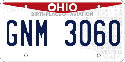 OH license plate GNM3060