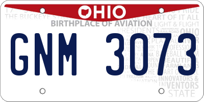 OH license plate GNM3073