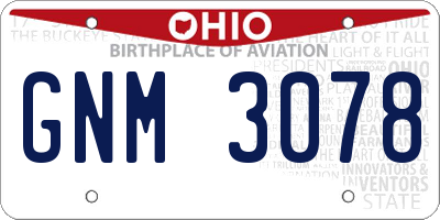 OH license plate GNM3078
