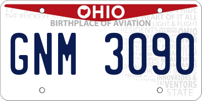 OH license plate GNM3090