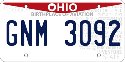 OH license plate GNM3092