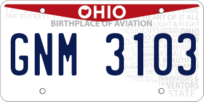 OH license plate GNM3103