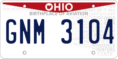 OH license plate GNM3104