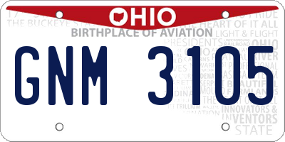 OH license plate GNM3105