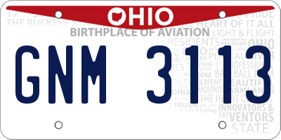 OH license plate GNM3113