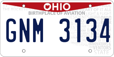 OH license plate GNM3134