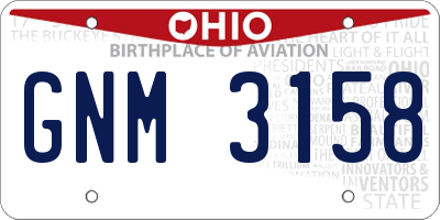 OH license plate GNM3158
