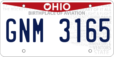 OH license plate GNM3165