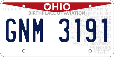 OH license plate GNM3191