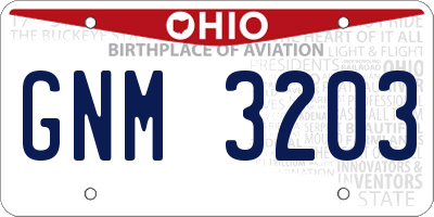 OH license plate GNM3203