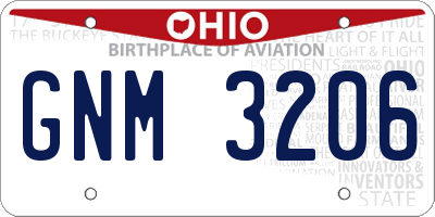 OH license plate GNM3206