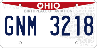OH license plate GNM3218