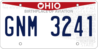 OH license plate GNM3241