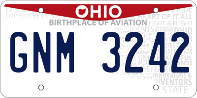 OH license plate GNM3242